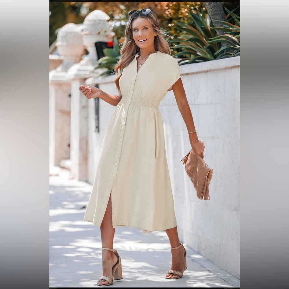 Cupshe Light Cream Midi Dress